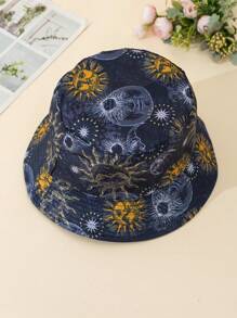 1pc Retro Bucket Hat With Printed Pattern, Double Sided Wear, Sun Protection And Breathable, Unisex Outdoor Hat - A - View 6