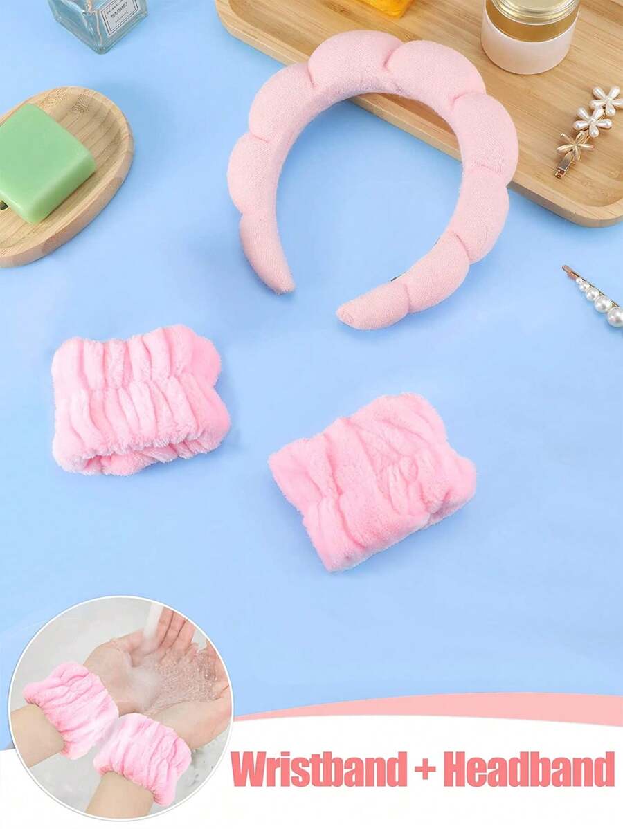 1 Face Washing Headband/2 Face Washing Wrist Straps/3 Set Of
