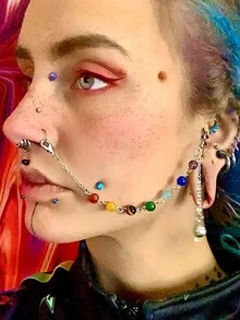 Châu Âu và Châu Mỹ Đúng mốt Boho Cầu vồng Đá tự nhiên Mũi Đến Tai Chuỗi Đồ trang sức - Nhiều màu - Xem 3