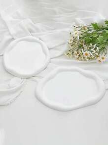 1pc Asymmetric Plate, Cloud Plate, Photo Prop, Photography Decoration, Jewelry Tray, Home Decoration, New Year Gift, Christmas Gift, Men's Gift, Women's Gift - White - View 5