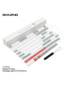 Skyloong Pbt鍵帽 雙射成型oem模式 字符透光鍵盤配件 - Gray-White-Red - 查看 4