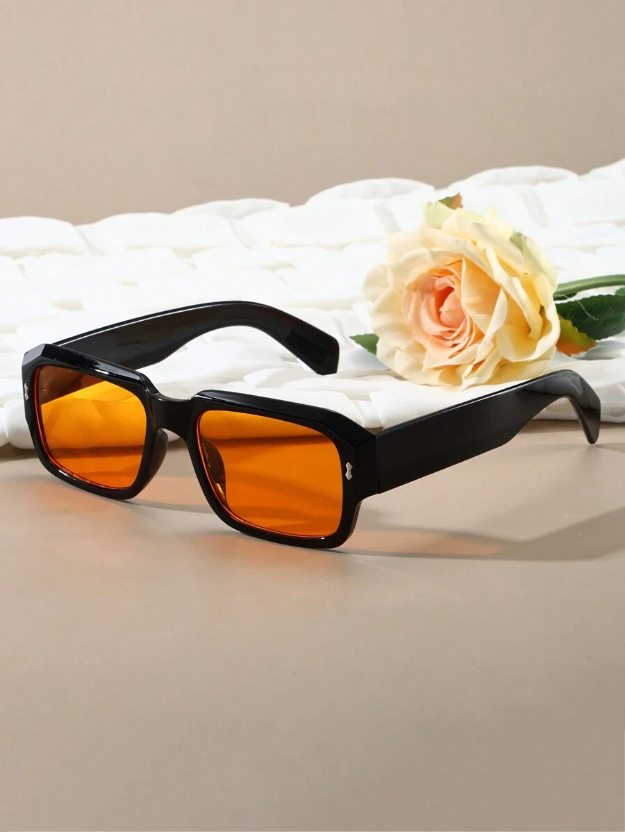 Vintage Rectangle Frame Unisex Plastic Sunglasses, Fashion Classic Decoration For Outdoor Travel Beach Vacation Uv Protection Eye Glasses Sunglasses Sun Glasses Beach Accessories Sun Glasses Sunglasses Shades Valentine's Day Valentines For Summer Beach Vacation,Outdoor,Travel