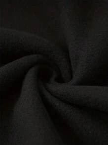 Hombres Capucha foto con con estampado de letra con forro térmico con bolsillo de canguro con cordón - Negro - Ver 7