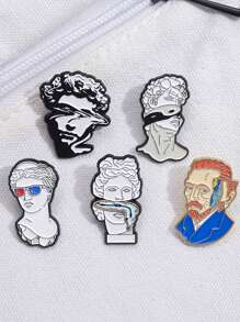 5pcs Creative Celebrity Exquisite Sculpture Art Form Personalized Alloy Badge Backpack Hat Niche All-In-One Medal - Multicolor - View 7