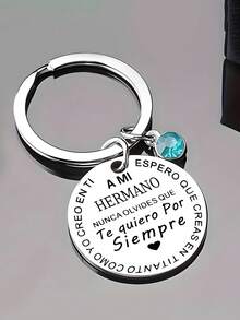 2pcs Stainless Steel Keychain To My Sister My Brother Spanish Men's New And Exotic Keychain Available For Wholesale Street - Multicolor - View 4