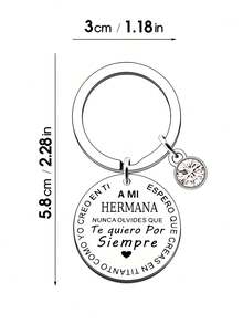 2pcs Stainless Steel Keychain To My Sister My Brother Spanish Men's New And Exotic Keychain Available For Wholesale Street - Multicolor - View 9