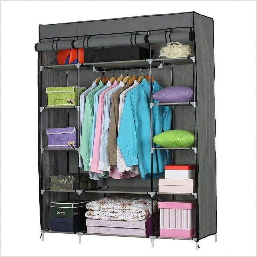 5 Layers Door Portable Closet Wardrobe Clothes Rack Storage Organizer Shelf US - 彩色 - 查看 1