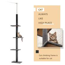 PAWZ Road Floor To Ceiling Cat Tree 105 Inch - 4 Tier Cat Tree Tower With Cat Climbing Posts, Gray - Black - View 4