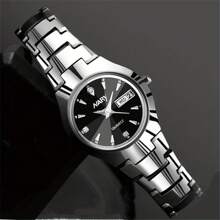 NARY 2pcs/Set Couple's Quartz Watch With Calendar Function, Business & Fashion Design, Ideal Valentine's Day Gift For Men & Women, Suitable For Daily Wear