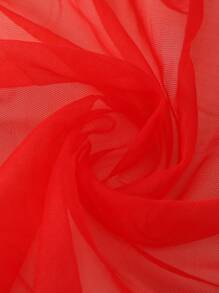 1 Pieza Tela De Malla Suave Elástica Roja, Tela Translúcida Encriptada Para Decoración De Bodas, Material De Red De Nylon - Rojo - Ver 4