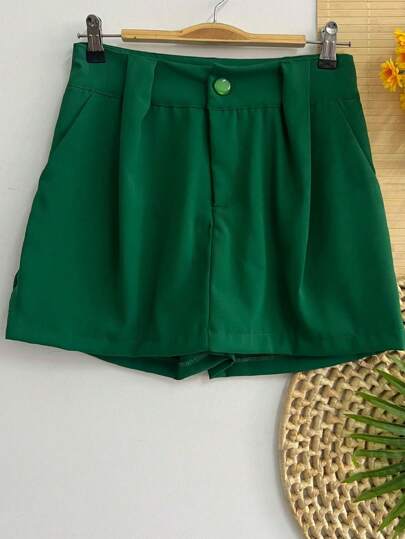 shorts saia alfaiataria feminina com bolsa e zipel super envio chique 2024