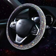 Bộ 8 phụ kiện xe hơi lấp lánh dành cho phụ nữ, Bộ trang trí vô lăng xe hơi, Vỏ bảng điều khiển trung tâm bằng đá Rhinestone, Vòng đánh lửa, Đế lót ly xe hơi - Nhiều màu - Xem 4