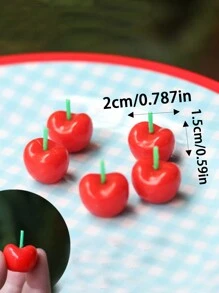 5pcs 3d Red Cherry Birthday Cake Toppers Party Decorations Candles, Back To School Valentine Day