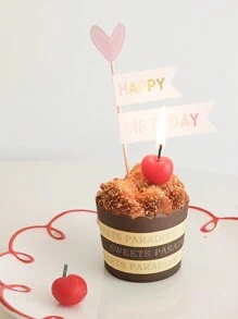 5pcs 3d Red Cherry Birthday Cake Toppers Party Decorations Candles, Back To School Valentine Day