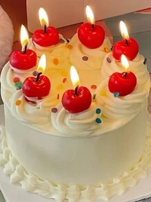 5pcs 3d Red Cherry Birthday Cake Toppers Party Decorations Candles, Back To School Valentine Day