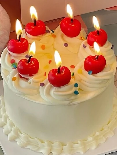 5 chiếc nến trang trí bánh sinh nhật hình quả anh đào đỏ 3d, dùng để trang trí tiệc, ngày lễ tình nhân trở lại trường