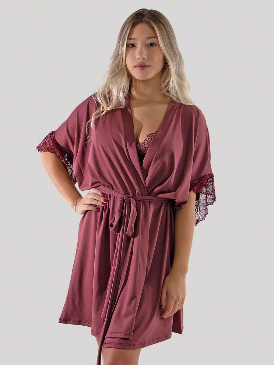 Women Robes - Màu Đỏ Sâu - Xem 1