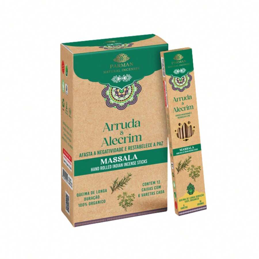 Incenso Massala Orgânico Arruda e Alecrim Parman Naturals - Afasta a Negatividade