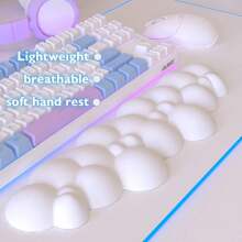 Attack Shark Cloud Repose-poignet, Ergonomique, Support de Poignet Anti-dérapant, Support de main de Bureau, Repose-paume pour Clavier de jeu Mécanique TKL 87 Touches de Taille Normale - Blanc - Voir 2