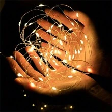 10 件 LED 仙女灯-1M10LED/2M20LED/3M30LED 银色线串灯-防水电池供电，3 种速度模式，星月灯-非常适合 DIY 婚礼、派对、卧室、露台、圣诞节、感恩节、情人节和母亲节礼物花卉装饰户外灯、圣诞户外装饰 - 暖白色 - 查看 5