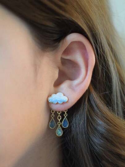 CVNANA Cloud & Water-drop Decor Earring Jackets