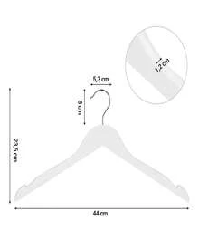 SONGMICS Cintre Bois, Cintre à Vêtements, avec Encoches, pour Vestes, Manteaux, Costumes, Chemises, Crochet Rotatif à 360°, Antiglisse, Longueur 44 cm, Lot de 20, Couleur Boisée/Blanc - Blanc - Voir 7