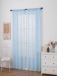 1入現代風格聚酯纖維藍色透明窗簾,波浪紋路,適用於客廳、臥室等場所 - 寶藍色 - 查看 4