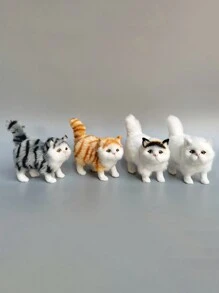 1pc Simulation Cat Plush Toys Soft Stuffed Kitten Model Fake Cat Realist Animals Gift - Multicolor - View 1