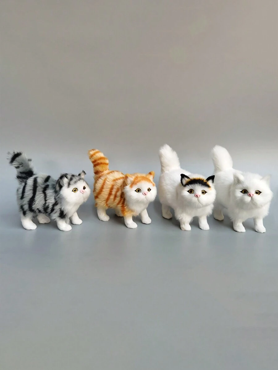 1pc Simulation Cat Plush Toys Soft Stuffed Kitten Model Fake Cat Realist Animals Gift - Multicolor - View 1