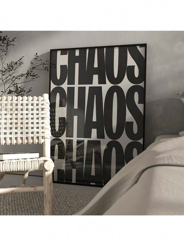 1 pieza, Póster de pintura en lienzo con un diseño de texto vintage en negro y beige con la frase "Relaja el caos del hogar", con textura de unicolor, sin marco, decoración de pared