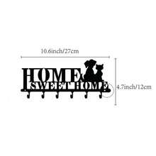 1pc Cat & Dog HOME Iron Key Holder Wall Mounted With Screws, Simple Black Key Storage Hook, Home Living Room Bedroom Decoration, Housewarming Gift - Black - View 2