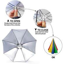 1 Peça boné guarda-chuva com faixa elástica para cabeça, boné guarda-chuva sem uso das mãos para homens, equipamento de camping - Multicolorido - Visão 5