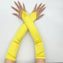 1双女士缎面氨纶材质露指手套，户外防晒，适合派对、宴会等正式场合，也可作为万圣节、婚礼等夏季配饰。 - A - 查看 4