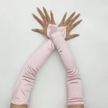 1双女士缎面氨纶材质露指手套，户外防晒，适合派对、宴会等正式场合，也可作为万圣节、婚礼等夏季配饰。 - A - 查看 10