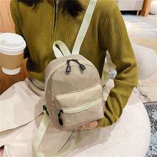 1 Miếng NỮ Mini Ba lô , Thời trang giản dị Nylon Học sinh Balo Dành cho Cô gái - Màu Khaki - Xem 7