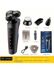 JIAWANG Afeidora Carga Rápida Rápida Y Cuerpo Lavable Con Stand-by Largo Cuatro En : Recortador Eléctrico Con Peine, Cortahairas, Cortanarices, Afeitadora Eléctrica Con Cabezal Desmontable Y Limpiador Facial, Cargador Para Automóvil Usb De Viaje. El Mejor Regalo Para El Día De San Valentín, Novio O Padre