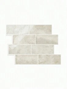 10pcs Brick Pattern Tile Self-Adhesive Wall Stickers, Waterproof Heat-Resistant, Peel And Stick Panels For Living Room Kitchen Backsplash Bathroom Home - Beige - View 7