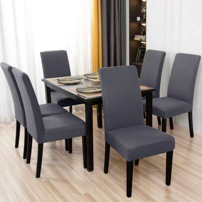 1/4/6 Piezas Fundas De Silla De Seda De Leche En Colores Sólidos, De Alta Elasticidad, A Prueba De Polvo Y Manchas Para Uso En Todas Las Estaciones En La Sala De Estar, Hotel, Restaurante Y Decoración Del Hogar De Cocina