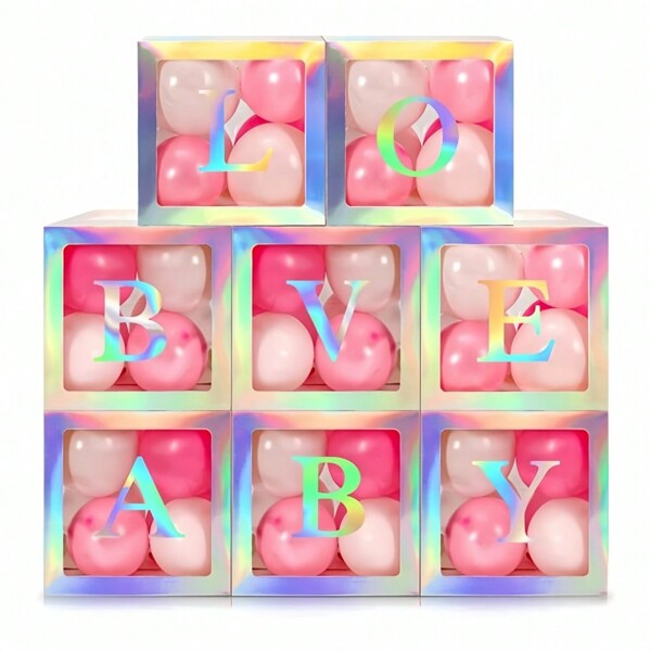 1 pezzo Scatola di decorazione con palloncini trasparenti a forma di lettere, design delle lettere dalla A alla Z che possono essere liberamente combinate e abbinate - molto adatto per decorazioni di compleanni, matrimoni, baby shower, camere da letto, feste di famiglia, Natale