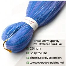 預梳辮髮配閃閃發亮的錫紙頭髮延伸柔軟的亞麻紋理容易針織扭結辮子合成盒編髮女性 - 彩色 - 查看 4