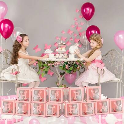 1 个 DIY 透明字母气球盒装饰盒，字母 A-Z 设计可自由组合搭配 - 非常适合生日、婚礼名称、一周年送礼会、房间装饰、卧室装饰、家庭聚会背景装饰、圣诞节