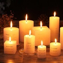 Vela Cuadrada Grande Blanca Marfil Para Cumpleaños, Boda, Decoración Del Hotel - Albaricoque - Ver 4