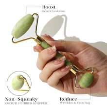 Lovery Jade Roller, Anti-Aging Face, Eye & Body Beauty Roller - Green, Gold - View 4
