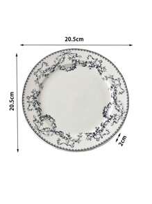 美式复古清新蓝色仿古陶瓷甜品圆形家用牛排餐盘玫瑰精致早餐盘圣诞礼物 - 白色 - 查看 7