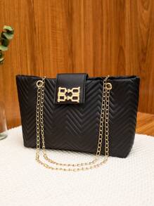 Fashionable Flower Pressed Women's Bag Simple Handbag With Chain Shoulder Strap For Crossbody Or Shoulder Wear