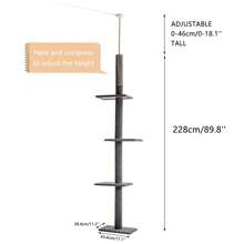 PAWZ Road Floor To Ceiling Cat Tree 105 Inch - 4 Tier Cat Tree Tower With Cat Climbing Posts, Gray - Black - View 7