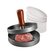 Stainless Steel Burger Press Patty Maker With Non-stick Coating, Includes 100 Patty Papers