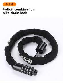 One WEST BIKING Combination Bike Chain Lock 90cm 4-Digit Code Bicycle Chain Lock MTB Road Bike Accessories - Black - View 8