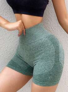 1 pezzo Pantaloncini sportivi verdi da donna per fitness e yoga, vita alta, controllo pancia, effetto push-up, asciugatura rapida, shapewear anti-trasparenza, accessori palestra