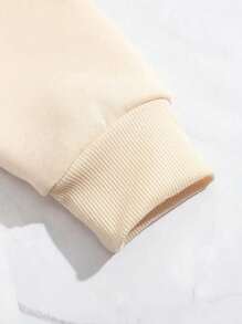 Hombres Sudadera con estampado de relámpago con forro térmico - Caqui - Ver 7